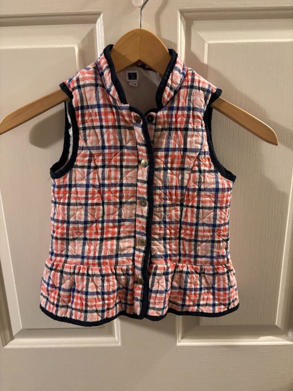 Janie and Jack Girl's Plaid Quilted Peplum Vest ~ Size: 5/6
